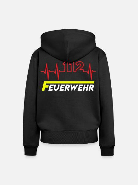 Feuewehr 112 - Frauen Premium Bio Zip Hoodie - Schwarz
