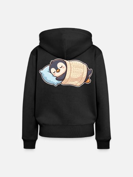 Pinguin Schlafen - Frauen Premium Bio Zip Hoodie - Schwarz