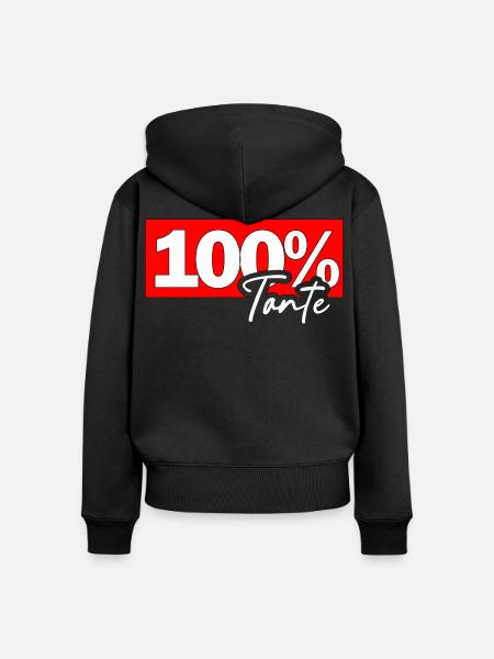 100% Tante Shirtdesign - Frauen Premium Bio Zip Hoodie - Schwarz