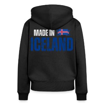 Fabriqué en Islande, fierté islandaise - Sweat à capuche zippé Premium bio Femme - noir - Dos - Julia (174cm)