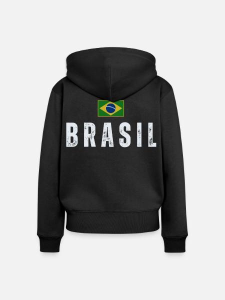 Ich liebe Brasilien, brasilianischen Stolz - Frauen Premium Bio Zip Hoodie - Schwarz