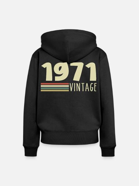 1971-Jubiläum-1971-retro-1971 - Frauen Premium Bio Zip Hoodie - Schwarz