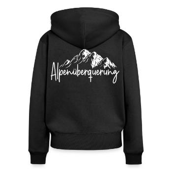 Alpenüberquerung - Frauen Premium Bio Zip Hoodie - Schwarz - Hinten - Julia (174cm)