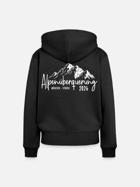 Alpenüberquerung 2026 München Venedig - Frauen Premium Bio Zip Hoodie - Schwarz