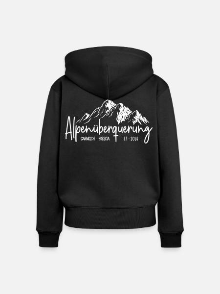Alpenüberquerung 2026 L1 Garmisch Brescia - Frauen Premium Bio Zip Hoodie - Schwarz