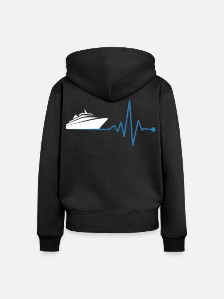 Yacht und Herzschlag - Frauen Premium Bio Zip Hoodie - Schwarz