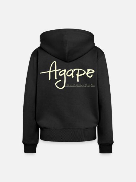 Agape: Bedingungslose Liebe - Frauen Premium Bio Zip Hoodie - Schwarz