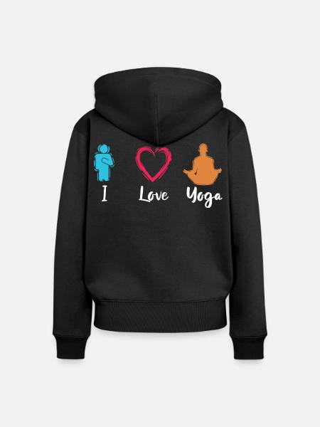 Ich liebe Yoga - Frauen Premium Bio Zip Hoodie - Schwarz