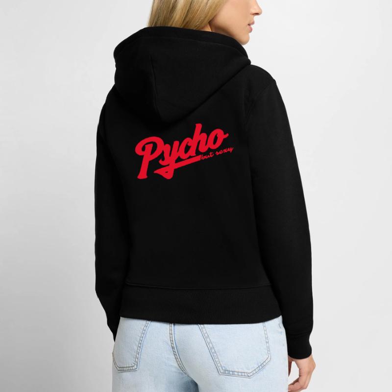 Psycho Retro Script Logo Sweat à capuche zippé Premium bio Femme