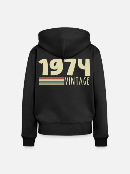 1974-Jubiläum-1974-Retro-1974 - Frauen Premium Bio Zip Hoodie - Schwarz