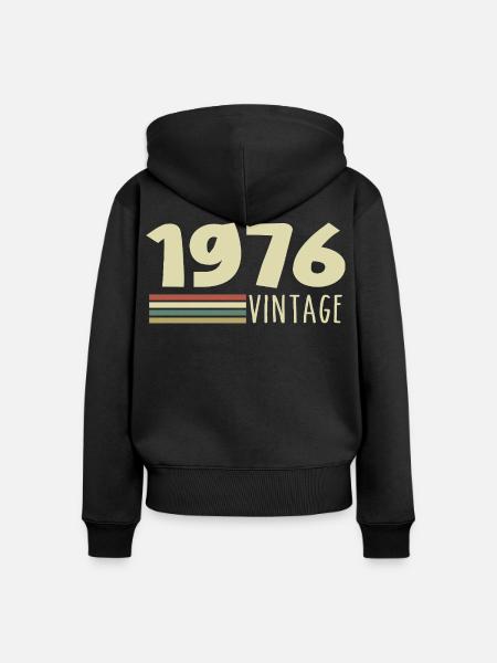 1976-Jubiläum-1976-retro-1976 - Frauen Premium Bio Zip Hoodie - Schwarz