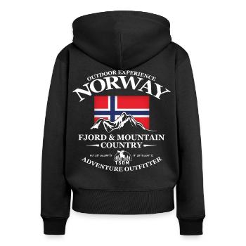 Norway - Fjord and Mountain Country - Frauen Premium Bio Zip Hoodie - Schwarz - Hinten - Julia (174cm)