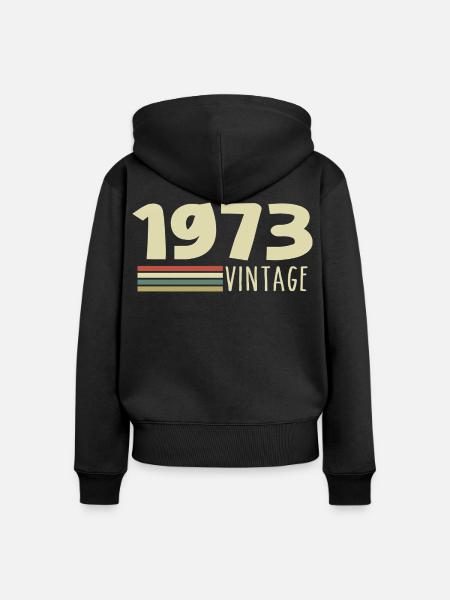 1973-Jubiläum-1973-retro-1973 - Frauen Premium Bio Zip Hoodie - Schwarz