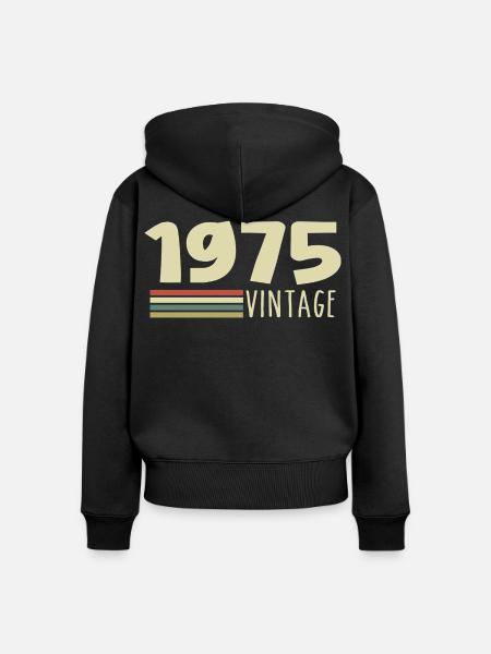 1975-Jubiläum-1975-retro-1975 - Frauen Premium Bio Zip Hoodie - Schwarz