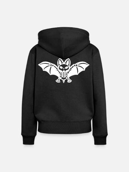 Skelettfledermaus (Weiß) - Frauen Premium Bio Zip Hoodie - Schwarz