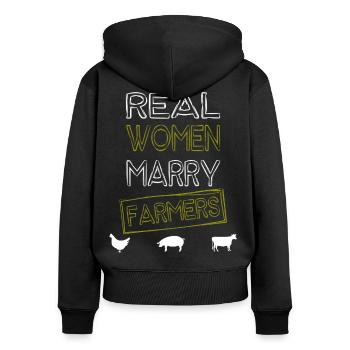 Real Woman Marry Farmers - Women's Premium Organic Zip Hoodie - black - Back - Julia (174cm)