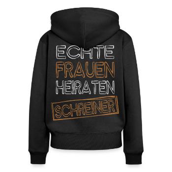 Real women marry carpenters - Women's Premium Organic Zip Hoodie - black - Back - Julia (174cm)