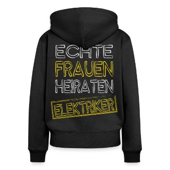 real women marry electrician - Women's Premium Organic Zip Hoodie - black - Back - Julia (174cm)