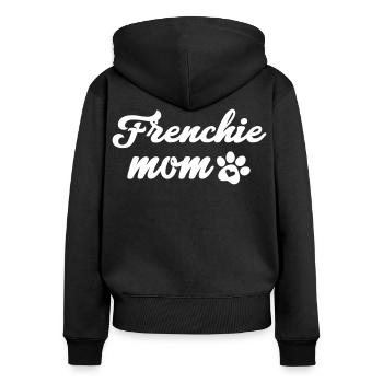 Frenchie Mom - Frauen Premium Bio Zip Hoodie - Schwarz - Hinten - Julia (174cm)
