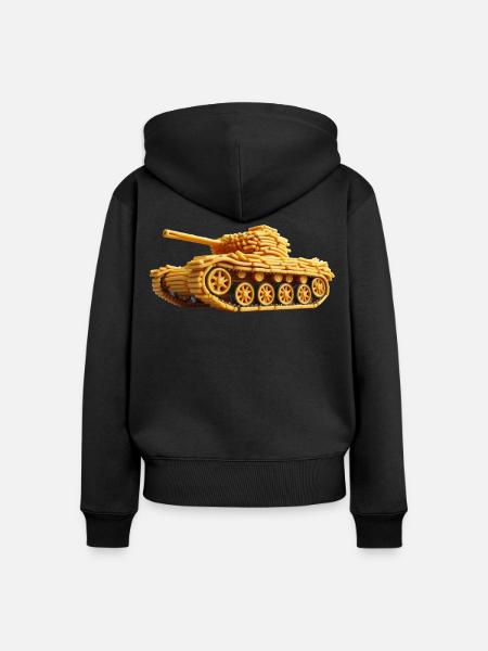 Pommes Panzer | Fries Tank - Frauen Premium Bio Zip Hoodie - Schwarz