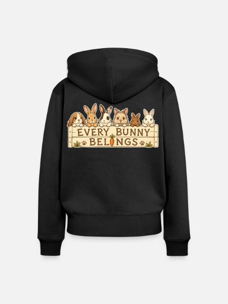 EVERY BUNNY BELONGS - Frauen Premium Bio Zip Hoodie - Schwarz