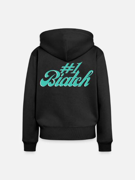 #1 Biatch [Türkis] - Frauen Premium Bio Zip Hoodie - Schwarz