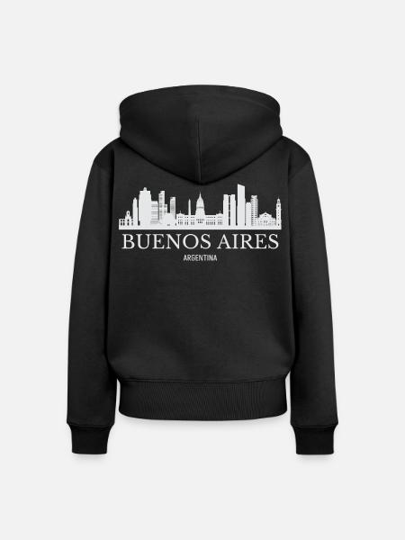 Buenos Aires Skyline, Buenos Aires Argentinien - Frauen Premium Bio Zip Hoodie - Schwarz