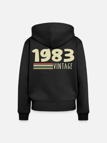 1983-Jubiläum-1983-retro-1983 - Frauen Premium Bio Zip Hoodie - Schwarz