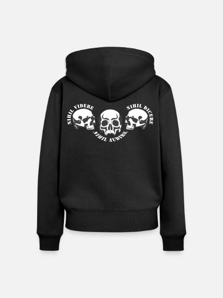 Drei Schädel – Schädel-Trio - Frauen Premium Bio Zip Hoodie - Schwarz