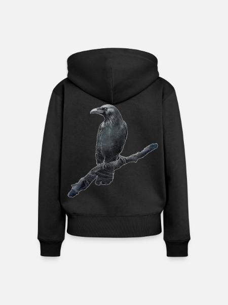 Rabe - Frauen Premium Bio Zip Hoodie - Schwarz