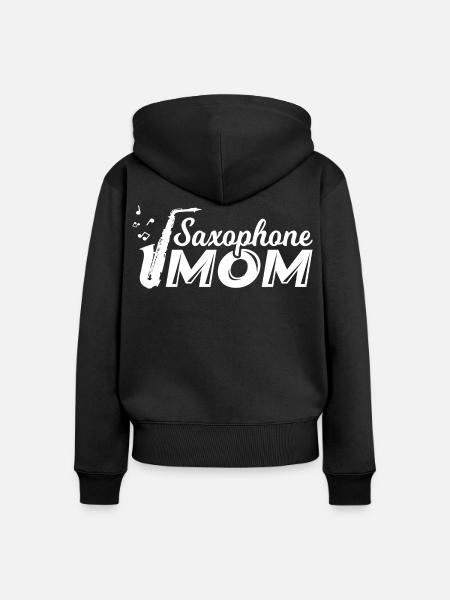 Saxophonist Mutter - Frauen Premium Bio Zip Hoodie - Schwarz