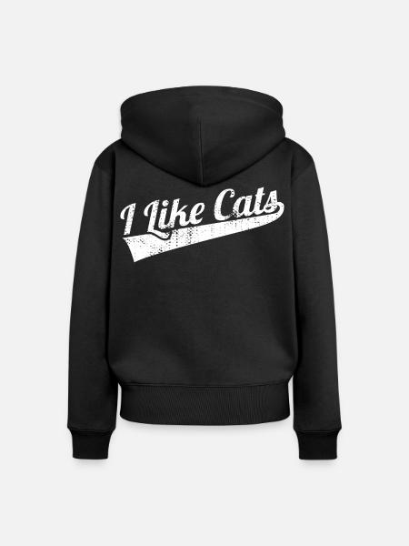 Ich mag Katzen - Frauen Premium Bio Zip Hoodie - Schwarz