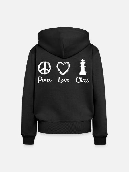 Peace Love Chess - Frauen Premium Bio Zip Hoodie - Schwarz