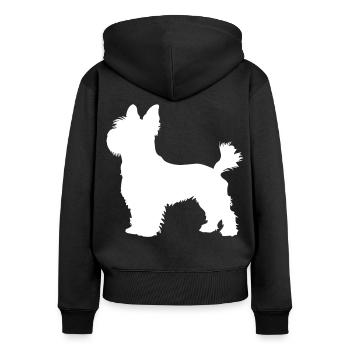 yorkshire hund terrier weiss - Frauen Premium Bio Zip Hoodie - Schwarz - Hinten - Julia (174cm)