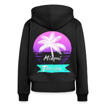 miami florida sunset neon beach palmen - Frauen Premium Bio Zip Hoodie - Schwarz - Hinten - Julia (174cm)