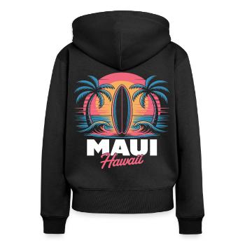 Maui Hawaii surfboard - Women's Premium Organic Zip Hoodie - black - Back - Julia (174cm)