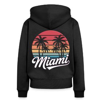 Strand Miami Florida Sunset Palmen - Frauen Premium Bio Zip Hoodie - Schwarz - Hinten - Julia (174cm)