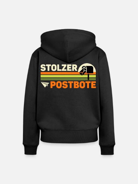 Briefträger STOLZER POSTBOTE Retro Lustiges - Frauen Premium Bio Zip Hoodie - Schwarz