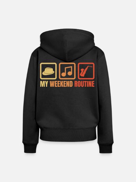 Saxophonist Wochenendroutine - Frauen Premium Bio Zip Hoodie - Schwarz