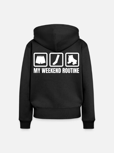 Meine Wochenendroutine - Frauen Premium Bio Zip Hoodie - Schwarz