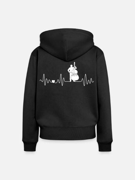 Kontrabass Herzschlag Kontrabassist Klassik Jazz - Frauen Premium Bio Zip Hoodie - Schwarz