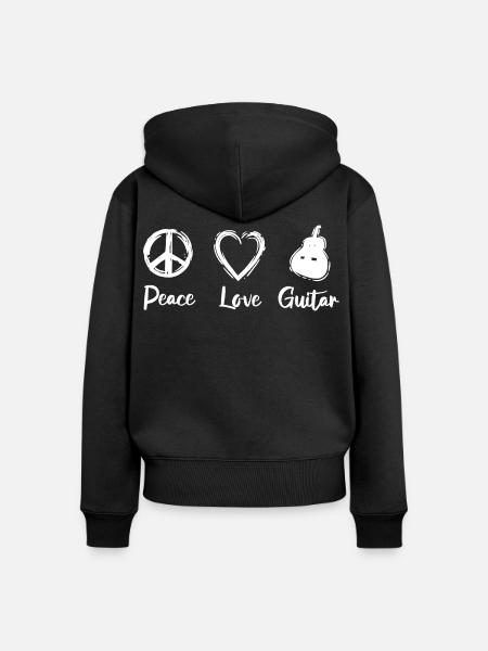 Peace Love Guitar - Frauen Premium Bio Zip Hoodie - Schwarz
