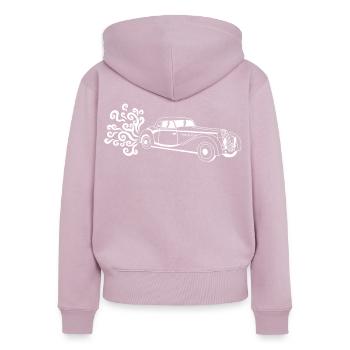 Weißer Oldtimer - Frauen Premium Bio Zip Hoodie - Altrosa - Hinten - Julia (174cm)