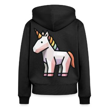Geometric Unicorn – Low Poly Fantasy Animal Art - Women's Premium Organic Zip Hoodie - black - Back - Julia (174cm)