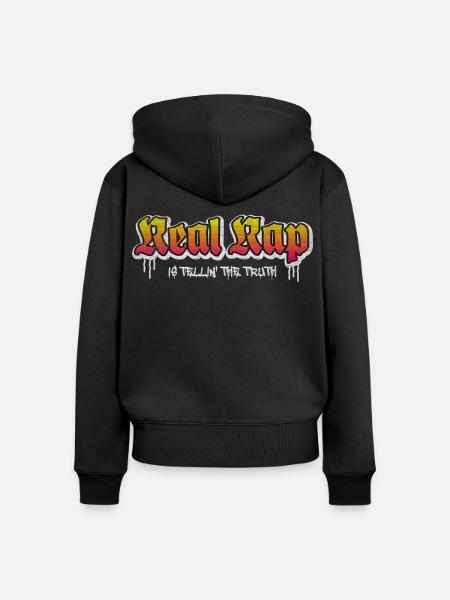 Real Rap - Hip Hop Statement - Frauen Premium Bio Zip Hoodie - Schwarz