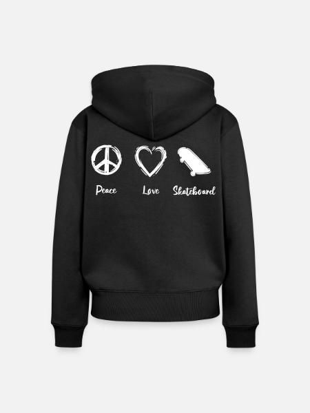 Peace Love Skateboard - Frauen Premium Bio Zip Hoodie - Schwarz