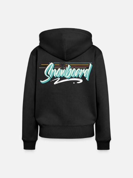 Snowboard - Frauen Premium Bio Zip Hoodie - Schwarz
