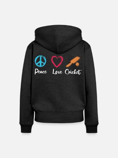 Frieden Liebe Cricket - Frauen Premium Bio Zip Hoodie - Schwarz