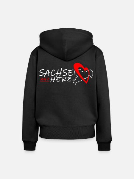 Sachse mit Herz - Herzschlag - Frauen Premium Bio Zip Hoodie - Schwarz