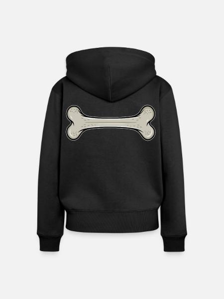 Beiger Hundeknochen - Frauen Premium Bio Zip Hoodie - Schwarz